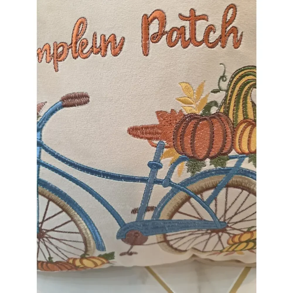 New Set of 2 Fall Autumn Farmhouse Throw Pillows Meet Me At The Pumpkin Patch...